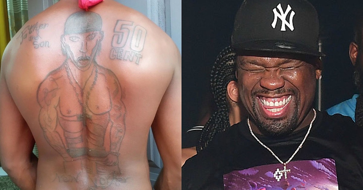 50 Cent Reacts to Rapper Getting Poorly Done Back Tattoo of Fif - XXL
